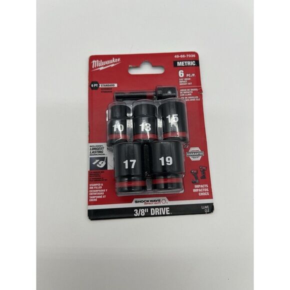 Milwaukee 6PC SHOCKWAVE Impact Duty 3/8" Drive Metric Socket Tool Set 49-66-7036 - Picture 1 of 2